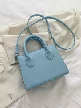 Сумка минималистичная с двойной ручкой, голубой
