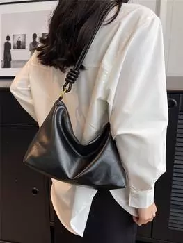 Сумка минималистичная в форме полумесяца, черный