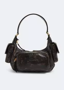 Сумка Miu Miu Leather Pocket, коричневый