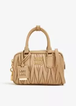Сумка Miu Miu Matelass Leather Top Handle, бежевый