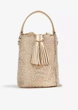 Сумка Miu Miu Satin Crystal Bucket, бежевый
