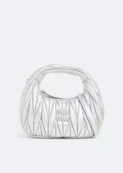 Сумка Miu Miu Wander Matelass Hobo Mini, серебряный