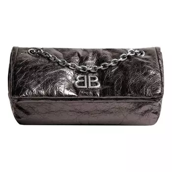 Сумка monaco small chain bag metallized 'dark grey' Balenciaga, серый