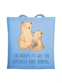 Сумка Mr. & Mrs. Panda Tragetasche Bruder Superheld mit Spruch, небесно-синий