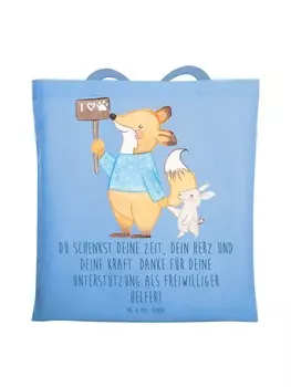 Сумка Mr. & Mrs. Panda Tragetasche Freiwilliger Dank mit Spruch, небесно-синий