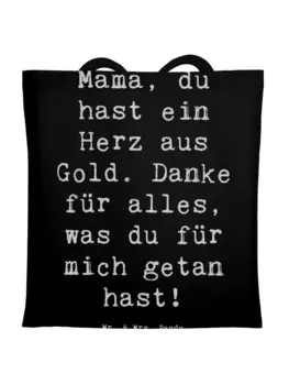 Сумка Mr. & Mrs. Panda Tragetasche Mama Herz Gold mit Spruch, черный