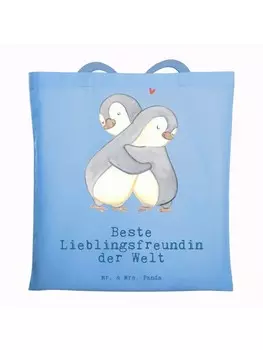 Сумка Mr. & Mrs. Panda Tragetasche Pinguin Beste Lieblingsfreundin der..., небесно-синий