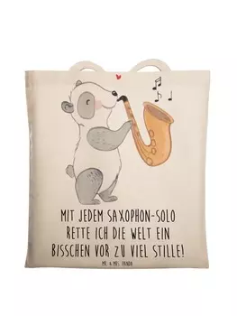 Сумка Mr. & Mrs. Panda Tragetasche Saxophon Magie mit Spruch, кремовый