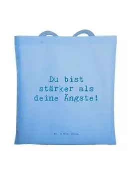 Сумка Mr. & Mrs. Panda Tragetasche Spruch Angst berwinden mit Spruch, небесно-синий