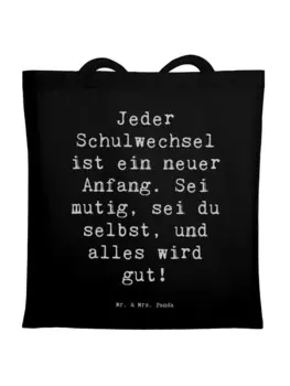 Сумка Mr. & Mrs. Panda Tragetasche Spruch Einen Schulwechsel bewltige..., черный
