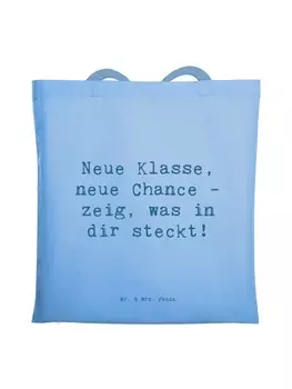 Сумка Mr. & Mrs. Panda Tragetasche Spruch Erster Schultag Neue Klasse ..., небесно-синий