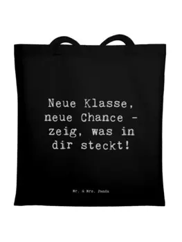 Сумка Mr. & Mrs. Panda Tragetasche Spruch Erster Schultag Neue Klasse ..., черный
