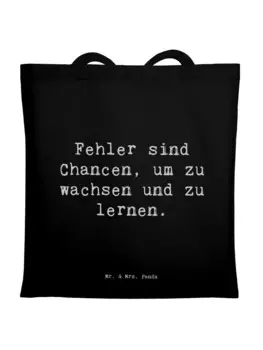 Сумка Mr. & Mrs. Panda Tragetasche Spruch Fehler lernen wachsen mit Sp..., черный