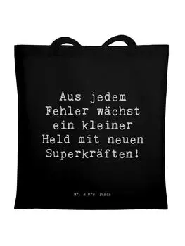Сумка Mr. & Mrs. Panda Tragetasche Spruch Fehler machen lernen mit Spruch, черный