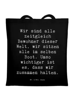 Сумка Mr. & Mrs. Panda Tragetasche Spruch Freundlichkeiten verbreiten ..., черный
