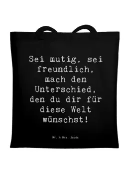 Сумка Mr. & Mrs. Panda Tragetasche Spruch Freundlichkeiten verbreiten ..., черный