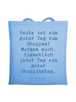 Сумка Mr. & Mrs. Panda Tragetasche Spruch Heute ist ein guter Tag zum ..., небесно-синий