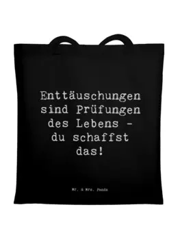Сумка Mr. & Mrs. Panda Tragetasche Spruch Mit Enttuschungen umgehen m..., черный