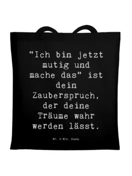 Сумка Mr. & Mrs. Panda Tragetasche Spruch Mutig zu sich selbst stehen ..., черный