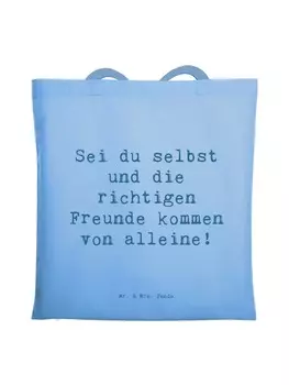 Сумка Mr. & Mrs. Panda Tragetasche Spruch Neue Freunde finden mit Spruch, небесно-синий