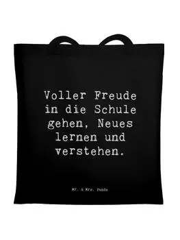 Сумка Mr. & Mrs. Panda Tragetasche Spruch Schulanfang Freude mit Spruch, черный