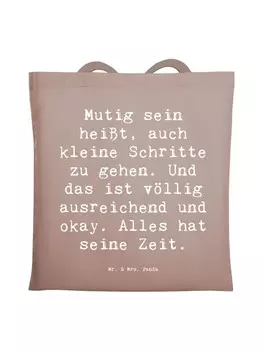 Сумка Mr. & Mrs. Panda Tragetasche Spruch Selbstvertrauen strken mit ..., коричневая пастель