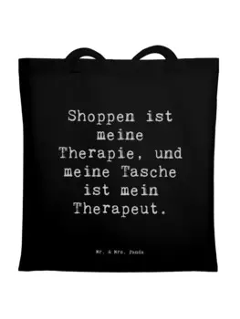 Сумка Mr. & Mrs. Panda Tragetasche Spruch Shoppen ist meine Therapie, ..., черный