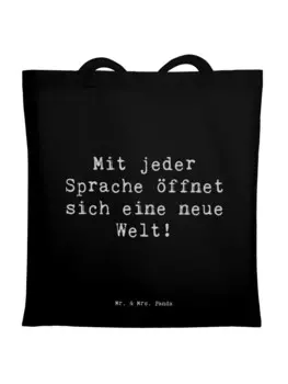 Сумка Mr. & Mrs. Panda Tragetasche Spruch Sprachen lernen mit Spruch, черный
