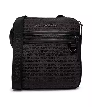 Сумка мужская Emporio Armani кросс-боди текстильная с принтом, черный