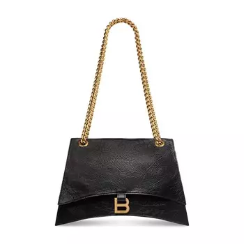 Сумка на цепочке Balenciaga Medium Crush, цвет Черный