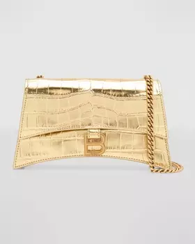 Сумка на цепочке Crush XS с металлизированным тиснением под крокодила Balenciaga