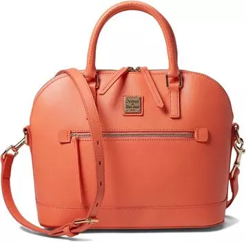 Сумка на молнии с куполом из сафьяновой кожи Dooney & Bourke, коралловый