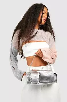 Сумка на плече с несколькими карманами Boohoo, серебряный