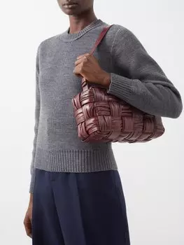 Сумка на плечо brick cassette из кожи intrecciato Bottega Veneta, бургундия