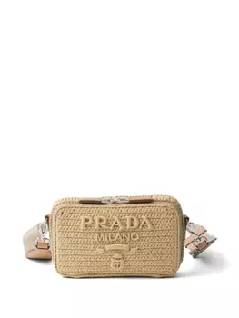 Сумка на плечо Brique в технике кроше Prada, бежевый