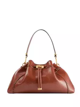 Сумка на плечо Cinch M со змеиным узором JIMMY CHOO, коричневый