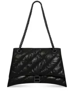 Сумка на плечо Crush Chain среднего размера с цепочкой BALENCIAGA, черный