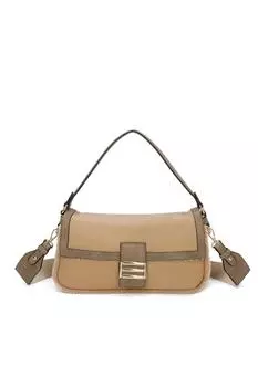 Сумка на плечо Domi из искусственной кожи с пушистым контуром Fontanella Fashion, бежевый