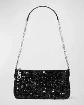 Сумка на плечо Empire с пайетками среднего размера MICHAEL Michael Kors, цвет Black