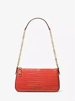 Сумка на плечо Empire среднего размера из кожи с тиснением под крокодила и цепочкой Michael Kors, коралловый