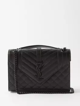 Сумка на плечо envelope из кожи матлассе Saint Laurent, черный