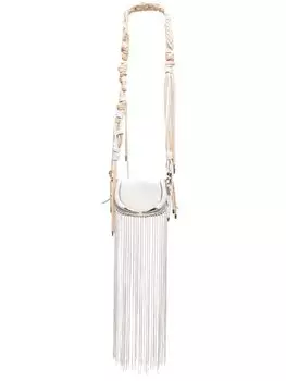 Сумка на плечо Fang Bag с бахромой Roberto Cavalli, бежевый