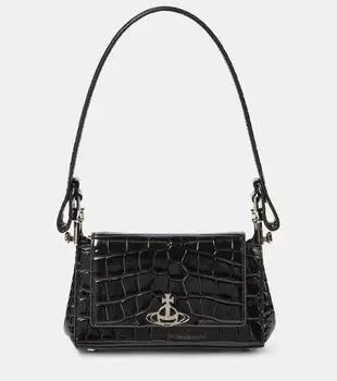 Сумка на плечо Hazel Small из кожи с эффектом крокодиловой кожи Vivienne Westwood, черный