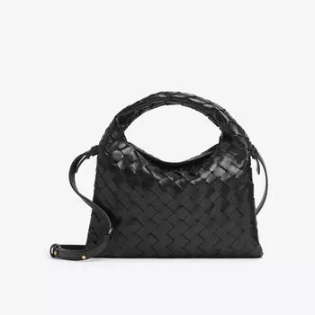 Сумка на плечо Hop mini из кожи с плетением intrecciato Bottega Veneta, черный