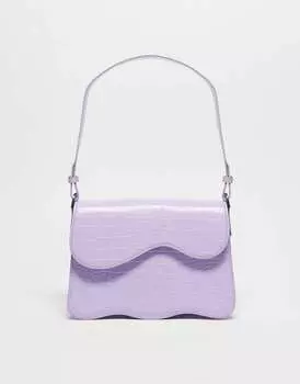 Сумка на плечо и через плечо из веганской кожи Hvisk Elude сиреневого цвета под крокодила