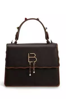 Сумка на плечо из экокожи с металлическим логотипом Lucky Bees, коричневый