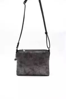 Сумка на плечо из экокожи с тиснением Silver&Polo, черный