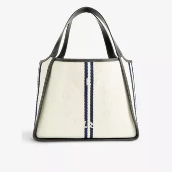 Сумка на плечо из холщовой ткани с логотипом circle Stella Mccartney, черный