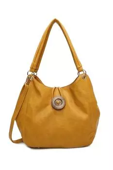 Сумка на плечо из искусственной кожи с тремя отделениями Hava Button Design Fontanella Fashion, желтый