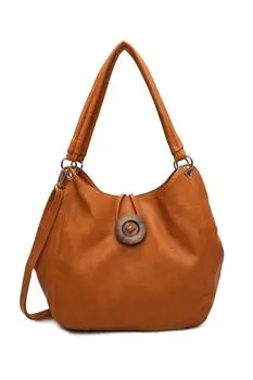 Сумка на плечо из искусственной кожи с тремя отделениями Hava Button Design Fontanella Fashion, коричневый